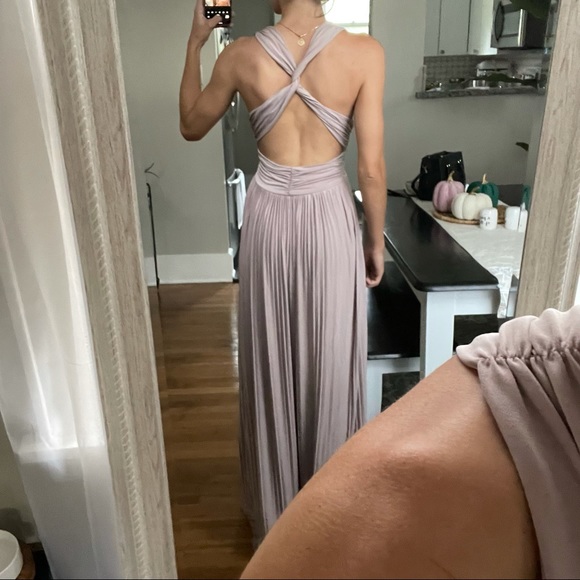 H&M Long V-Neck Dress Lavender Grey Size 0 - Picture 3 of 5